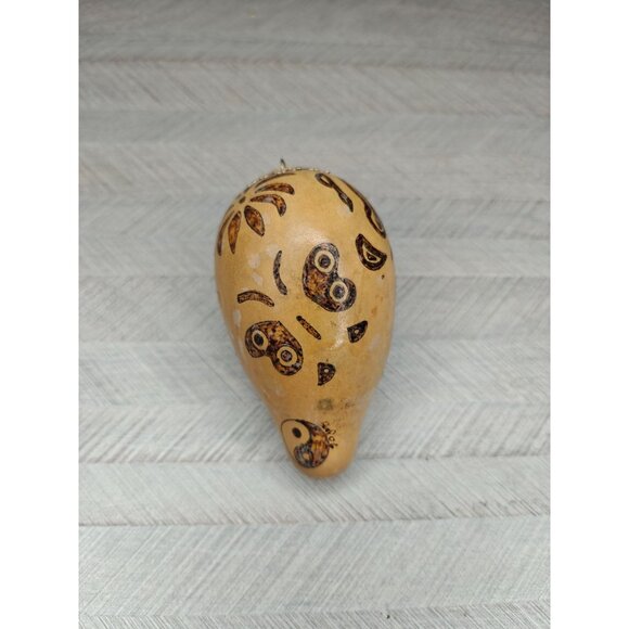 Handpainted Gourd Ornament Burned Etched Designs Butterfly Ladybug Hanging 4.5" - Picture 9 of 9